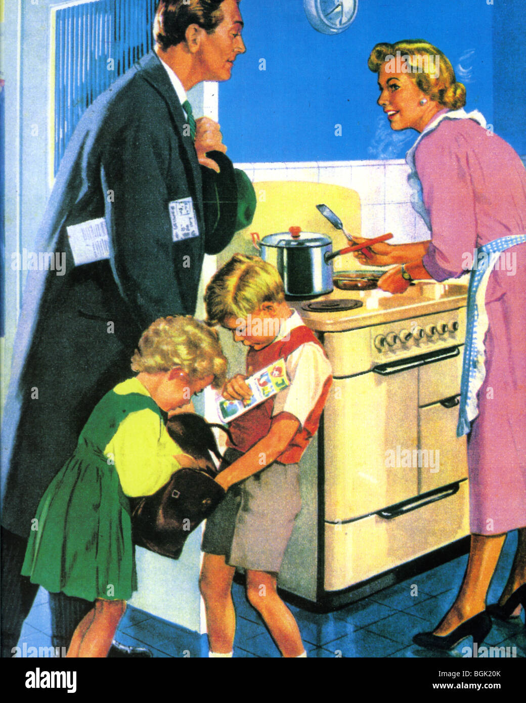 Мама приехала молодую. Norman Rockwell художник домохозяйка. Американская семья 50-х. Американская семья ретро. Ретро иллюстрации американская семья.