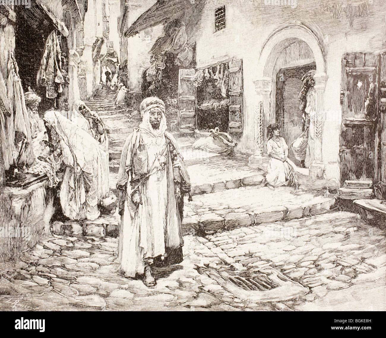 Photo Ancienne – Rue De La Mer Rouge à Alger – Tirage Citrate, Avant 1900