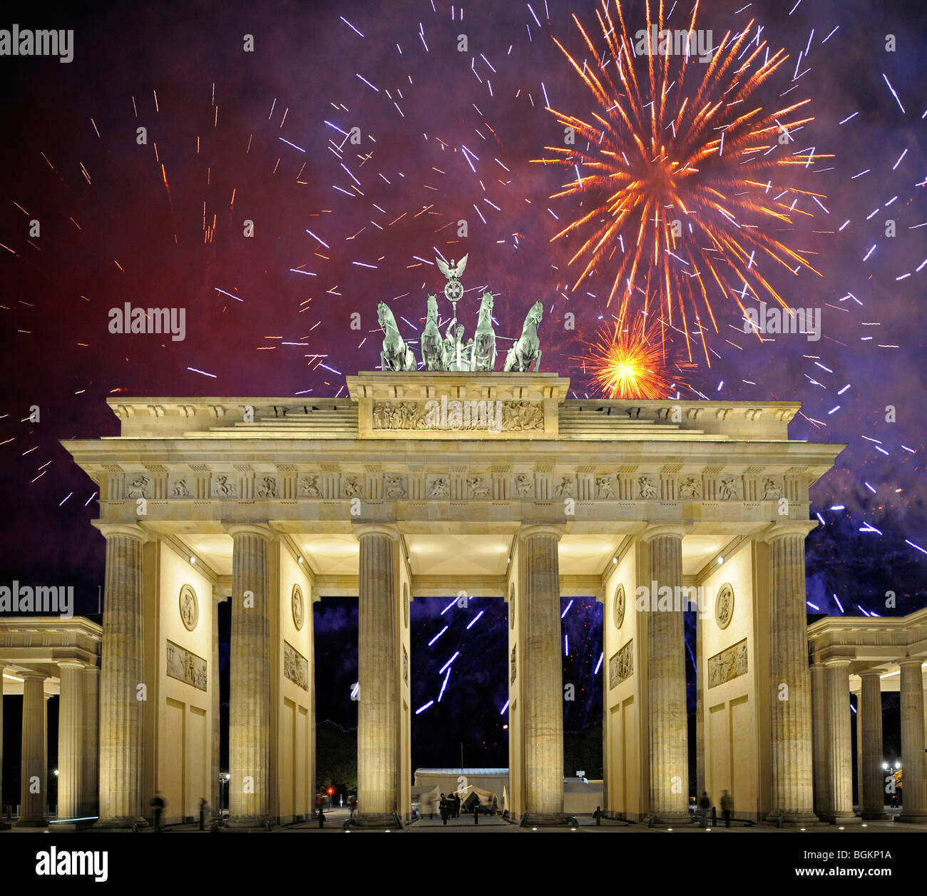 Porte de Brandebourg, Fireworks, Berlin Banque D'Images