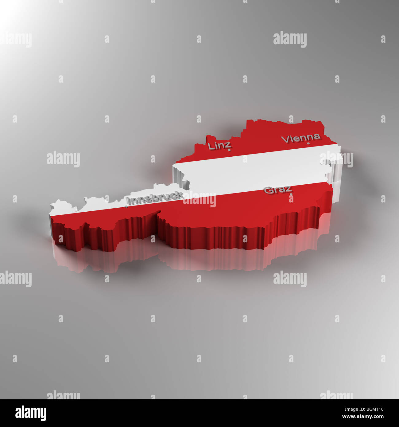 3D de la carte de l'Autriche Banque D'Images