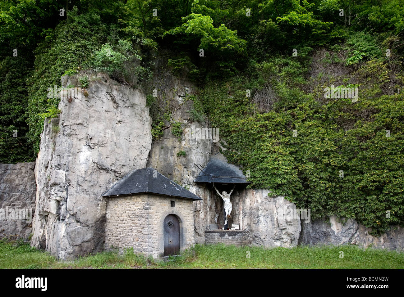 Mémorial pour le Roi Albert I qui sont morts dans un accident d'Alpinisme Escalade en solo à Marche-les-Dames, Namur, Belgique Banque D'Images