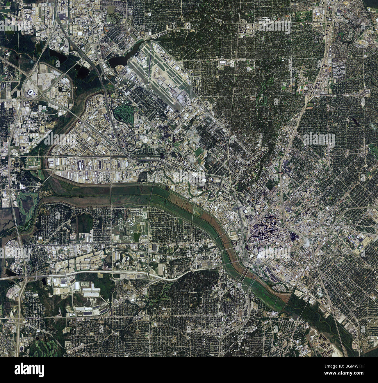 Carte aérienne voir au-dessus de Dallas au Texas Banque D'Images