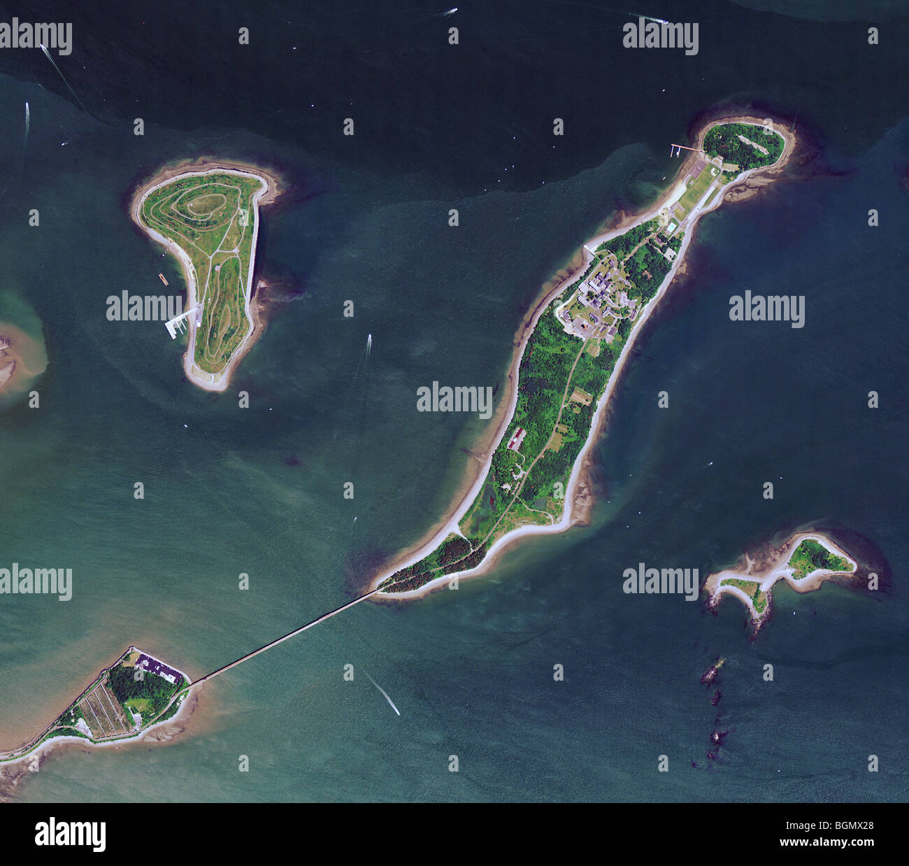 Carte aérienne de l'île Long Spectacle Island l'île de la Lune et l'île de Chabot, au Massachussets Banque D'Images