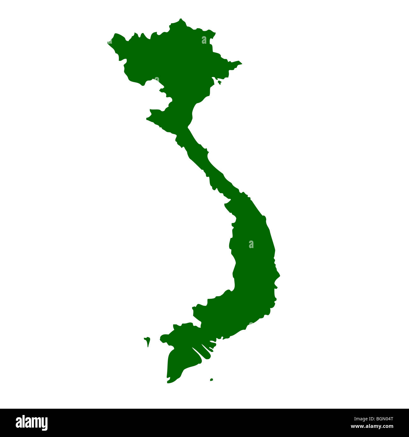 Carte du Vietnam isolé sur fond blanc. Banque D'Images