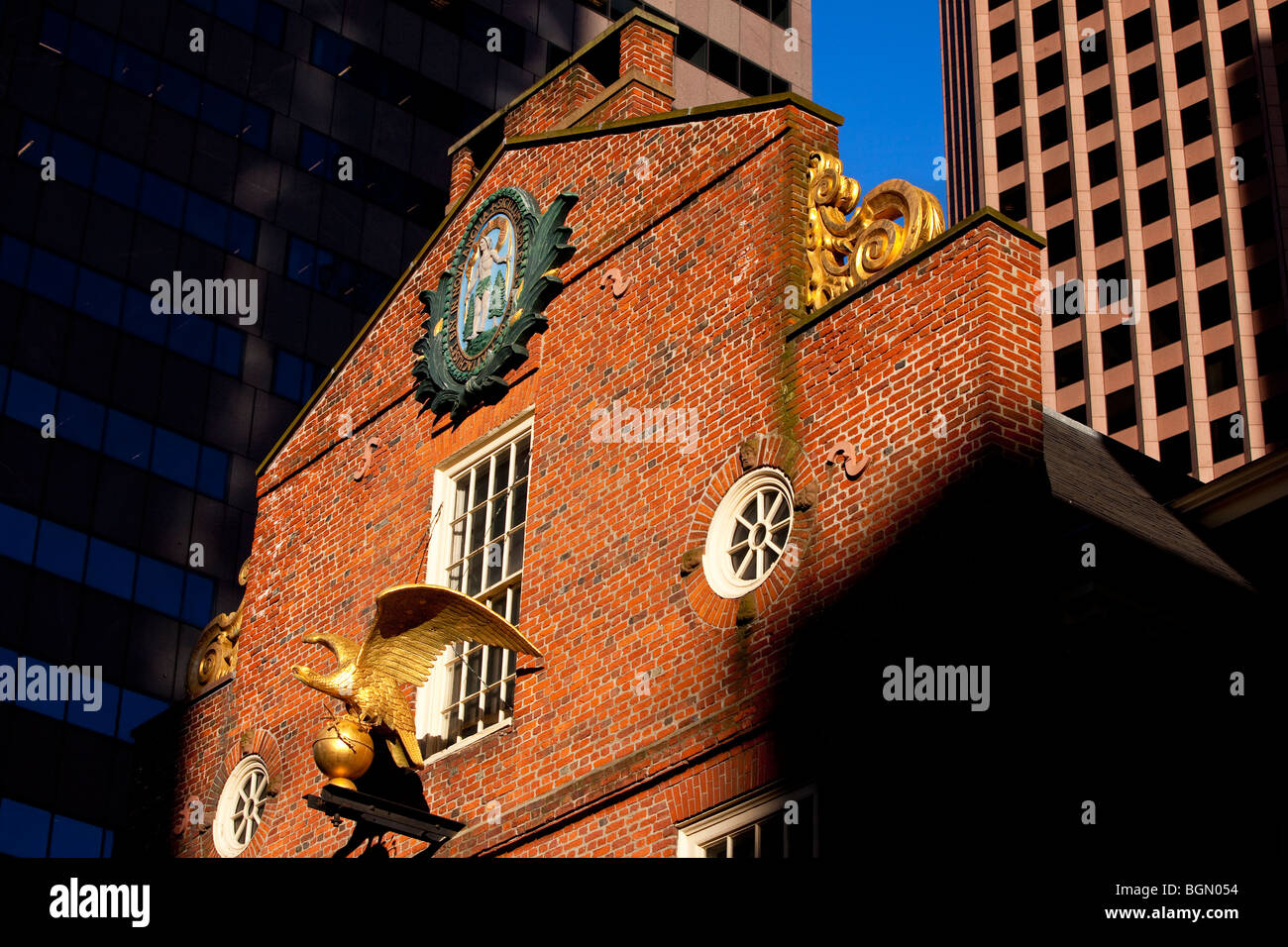 Le Old State House - site de nombreuses activités patriotique avant et pendant la Révolution américaine - Boston Massachusetts USA Banque D'Images