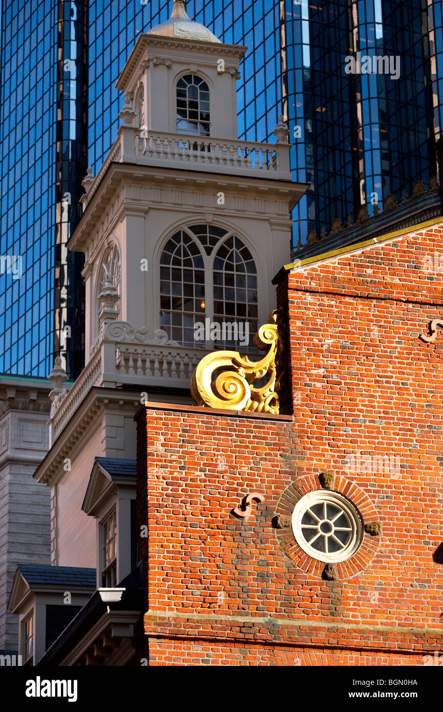 Le Old State House - site de nombreuses activités patriotique avant et pendant la Révolution américaine - Boston Massachusetts USA Banque D'Images