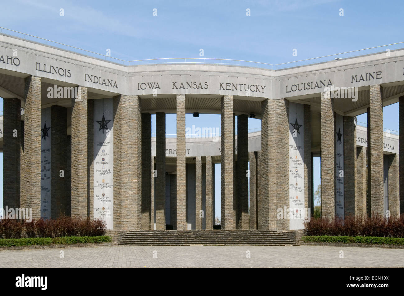 Deuxième Guerre mondiale Mémorial américain à la colline du Mardasson commémore la Bataille des Ardennes, Bastogne, Ardennes, Belgique Banque D'Images