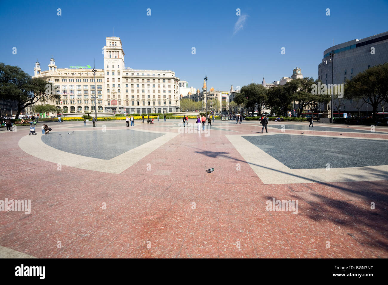 La Plaça Catalunya, la plaza cataluña, Catalogne square Banque D'Images