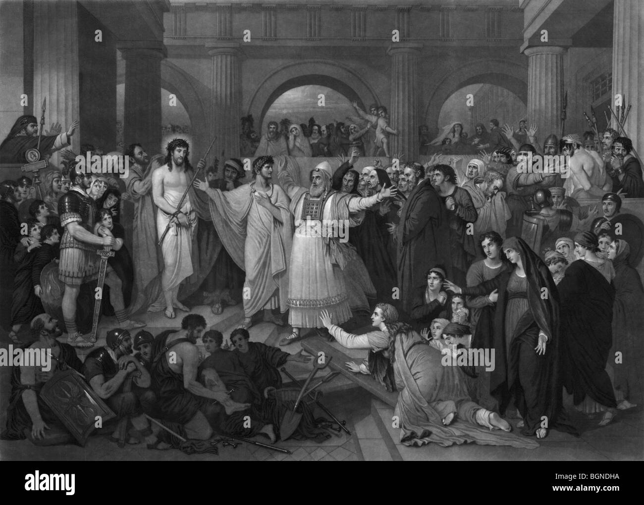 Print c1870 intitulée "Le Christ Rejeté' et illustrant Jésus est rejetée par les Juifs lorsqu'ils sont amenés devant Ponce Pilate. Banque D'Images