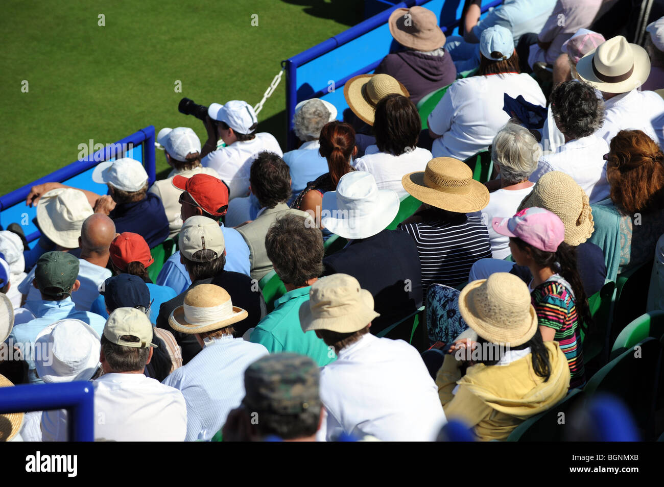 Spectateurs appréciant l'action à l'Aegon International 2009 tournois de tennis du Devonshire Park à Eastbourne Banque D'Images