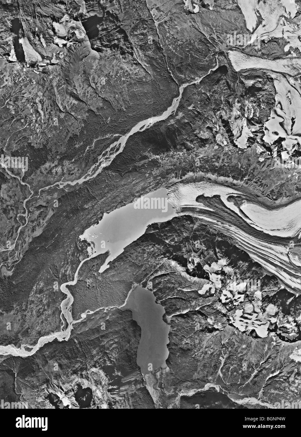 Carte aérienne voir Glacier Portage et 20 milles fois Glacier recule sensiblement près d'Anchorage en Alaska Banque D'Images