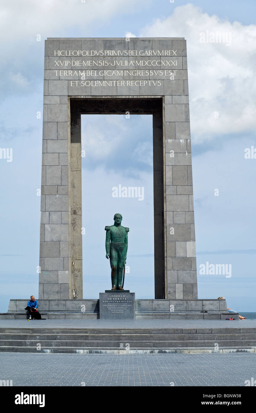 Statue du Roi belge Léopold Ier à l'Esplanade, De Panne, Flandre occidentale, Belgique Banque D'Images