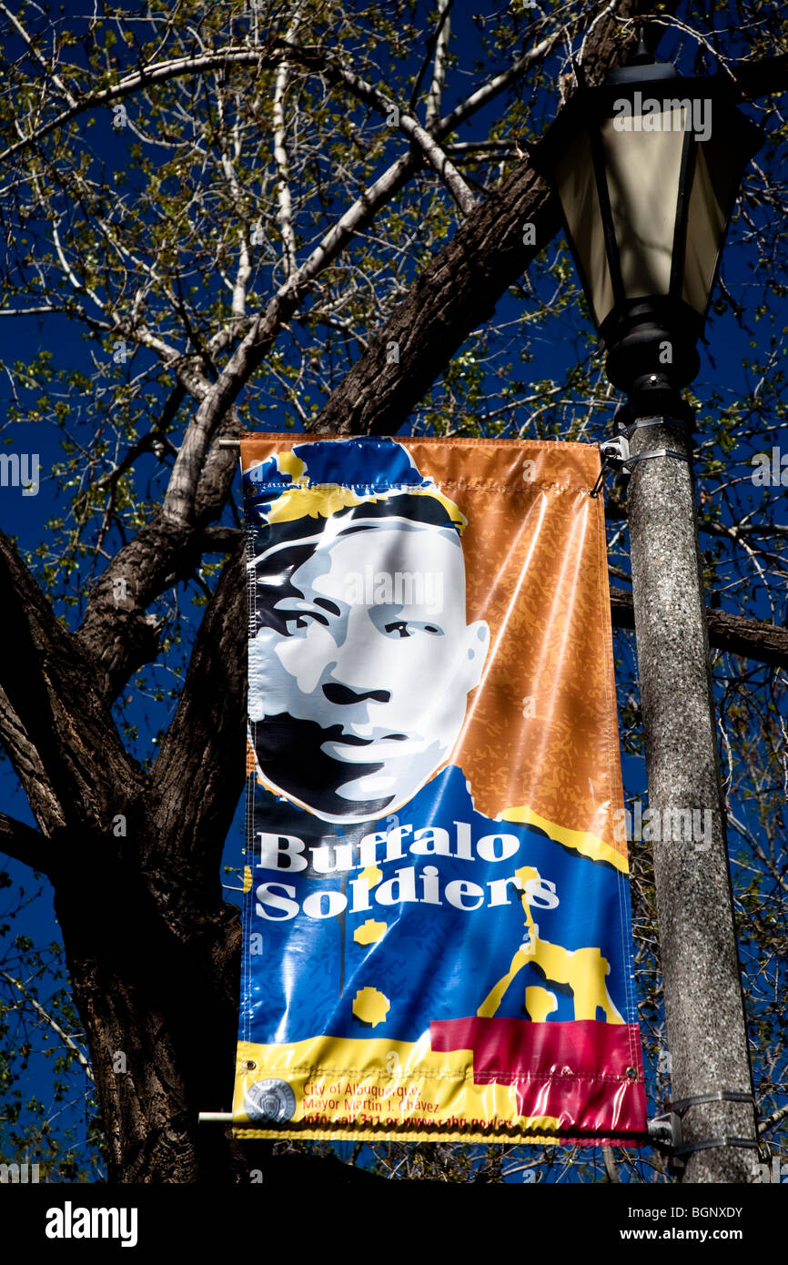 Poster affichant le drapeau des soldats de Buffalo, composé d'anciens esclaves, hommes libres et Noir guerre civile des soldats. Banque D'Images