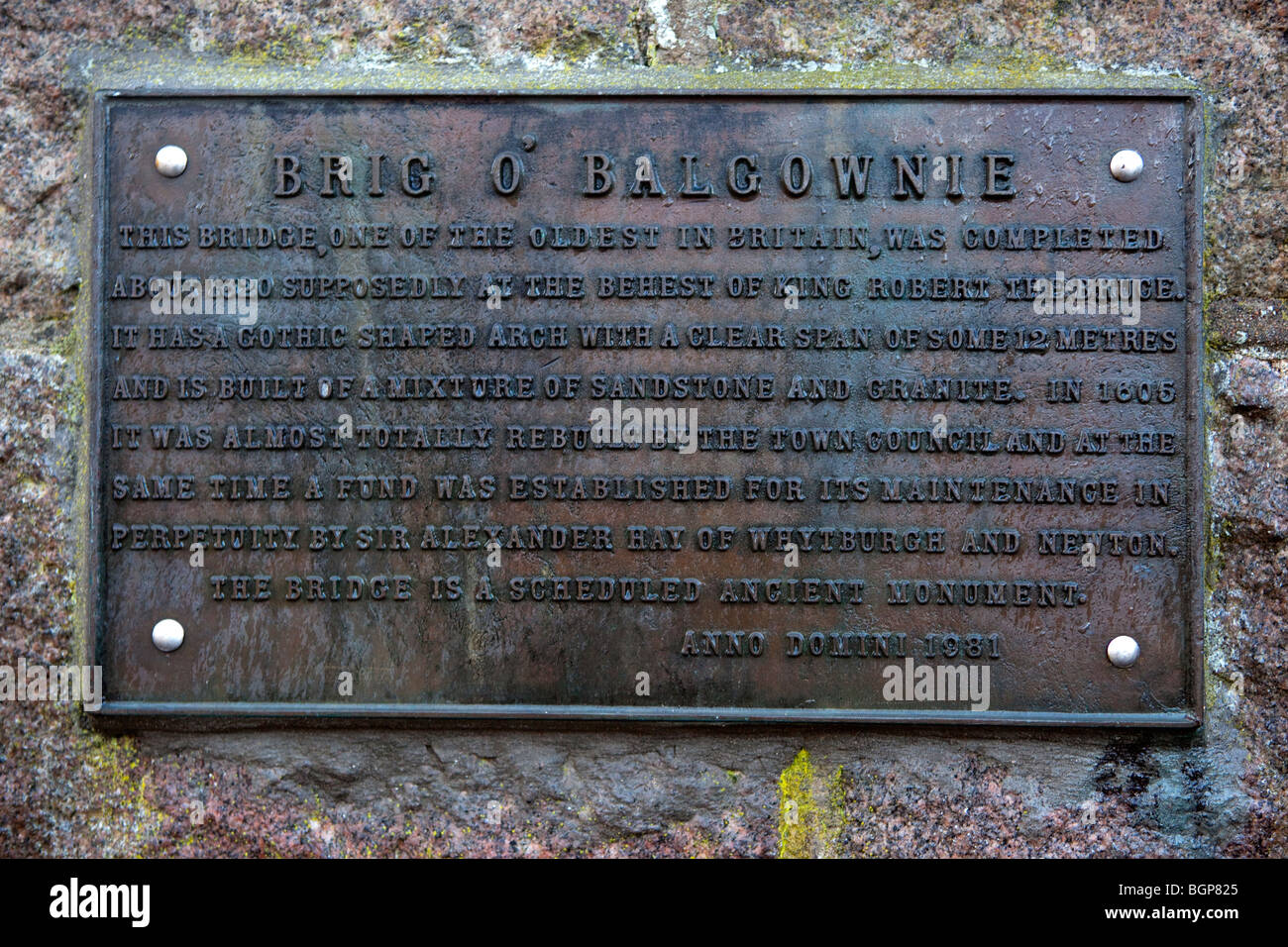 Brig o' Balgownie Plaque Banque D'Images