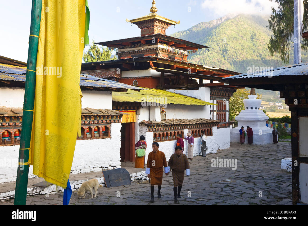 Kichu Lhakhang Dzong ou monastère ; Paro, le Bhoutan. Construit 675AD Banque D'Images