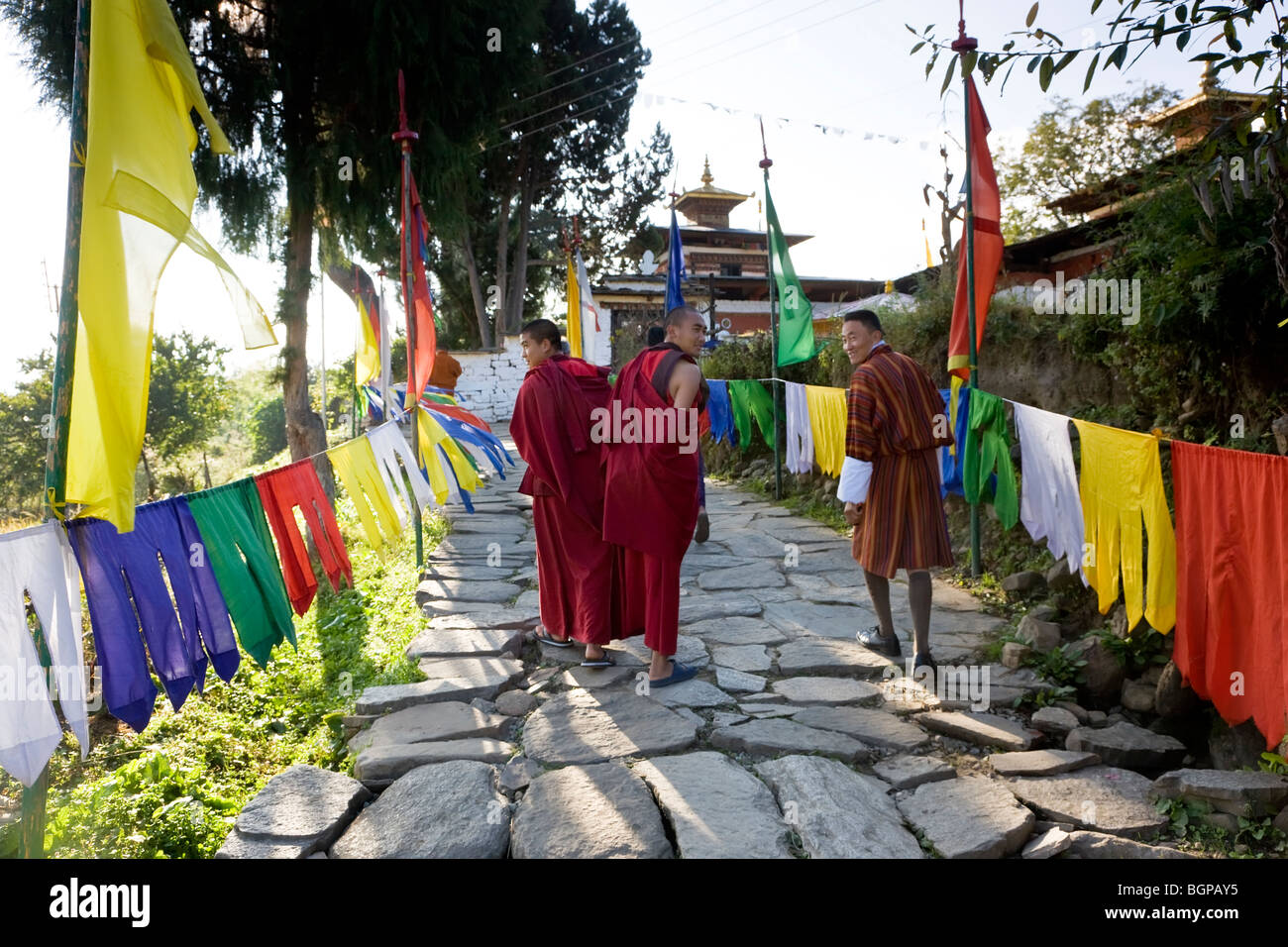 Kichu Lhakhang Dzong ou monastère, Paro, Bhoutan. Construit 675AD Banque D'Images
