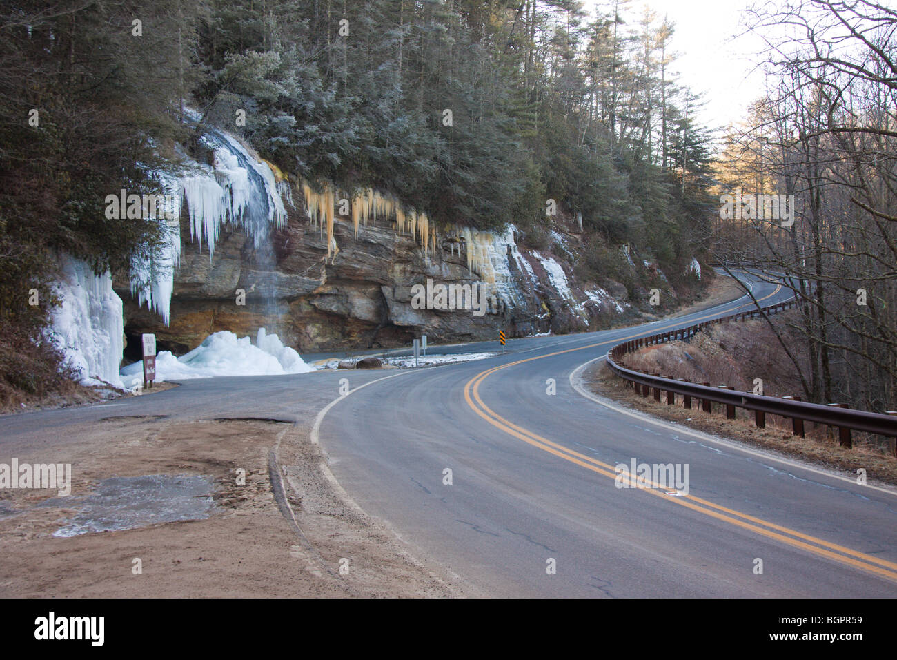 Bridal Veil Falls, Caroline du Nord, en janvier Banque D'Images
