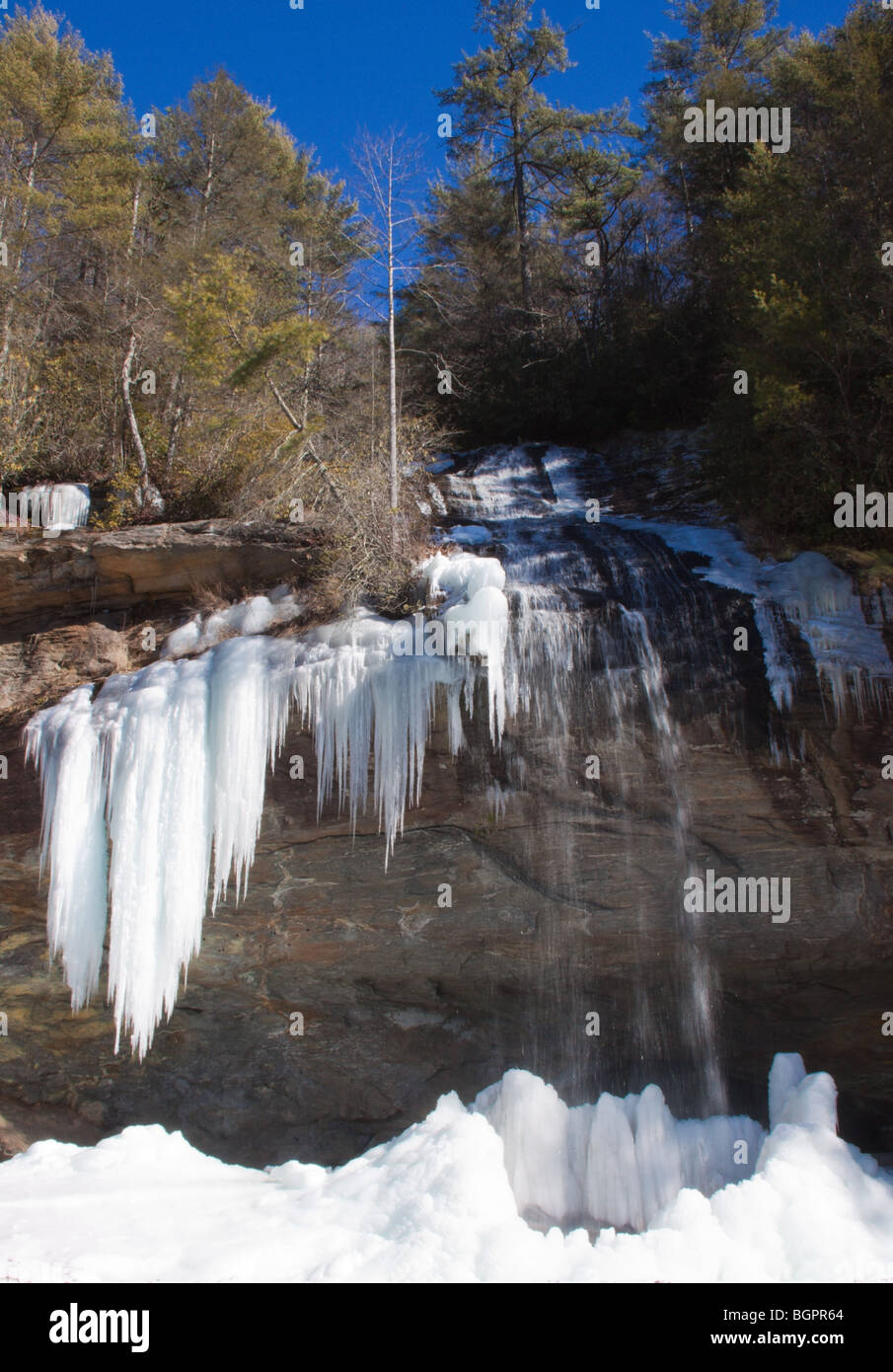 Bridal Veil Falls, Caroline du Nord, en janvier Banque D'Images