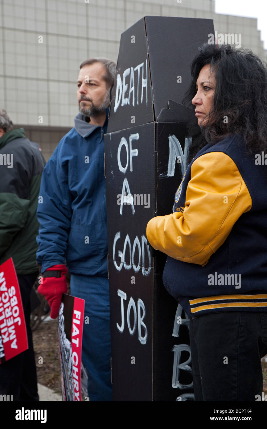 Carhaulers protester contre la perte d'emploi chez Fiat/Chrysler Banque D'Images