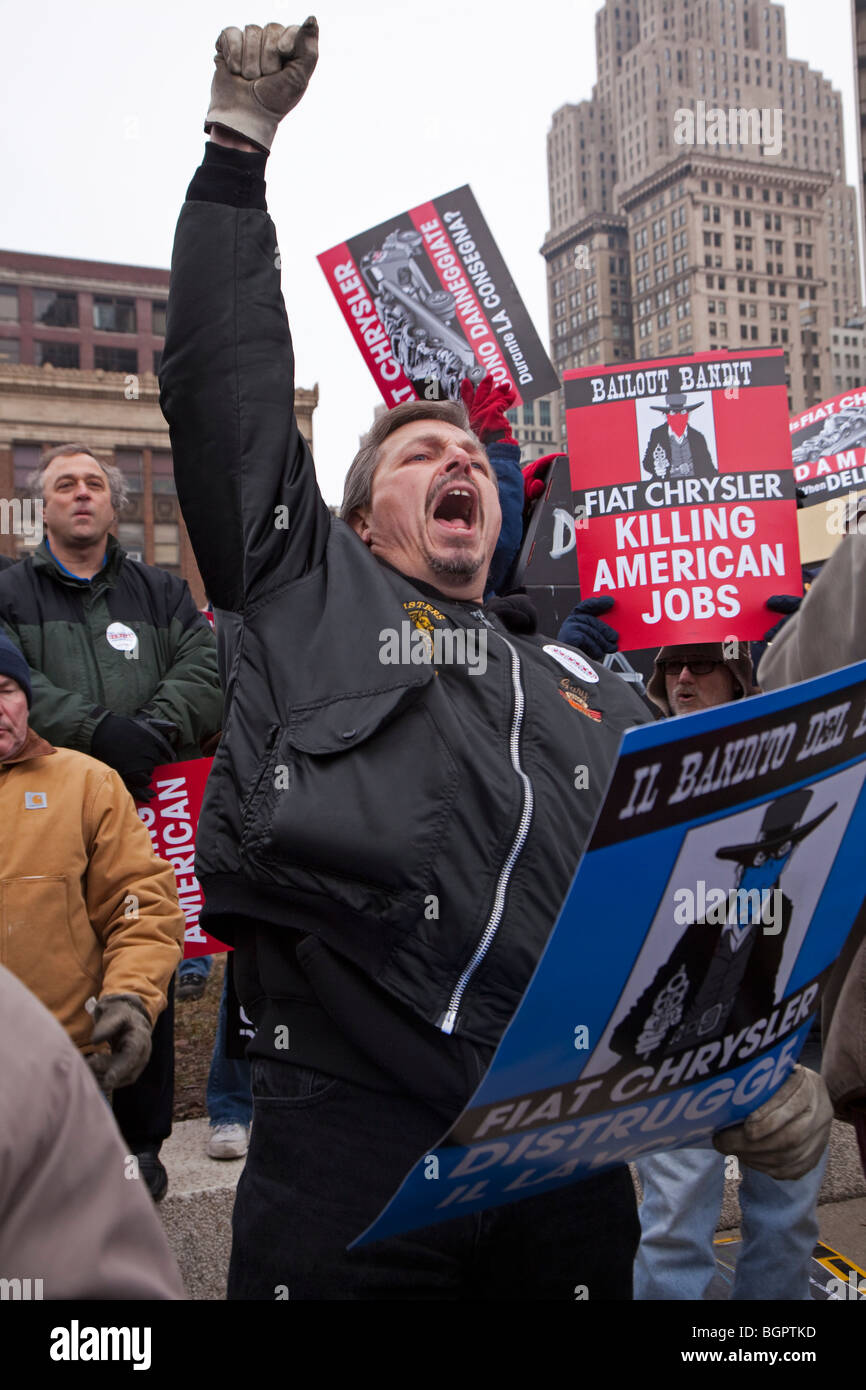 Carhaulers protester contre la perte d'emploi chez Fiat/Chrysler Banque D'Images