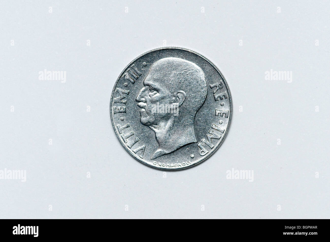 Le Vittorio Emanuele III Roi d'Italie effigie dans un coin italien Banque D'Images