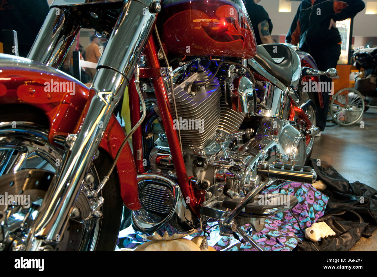 Moteur de moto Harley Davidson gros plan Banque D'Images