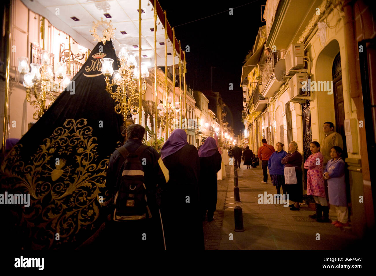 Sainte fête de Pâques procession en El Cabanyal, Valence, Espagne. Banque D'Images