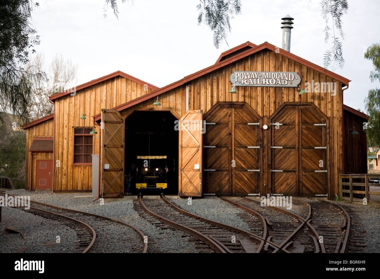 Grange de stockage de locomotive, Poway Midland Railroad, vieille Poway Park, Poway, Californie Banque D'Images