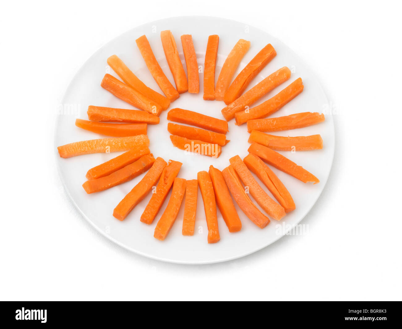 Assiette de bâtonnets de carottes Banque D'Images