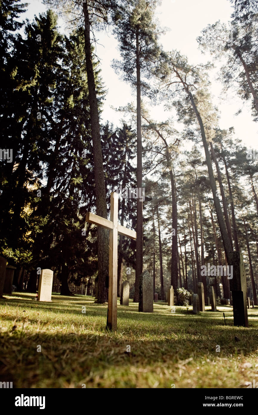 Un cimetière, la Suède. Banque D'Images