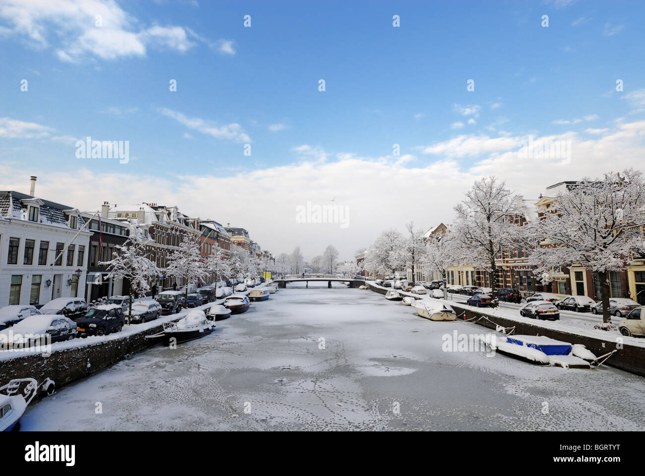 L'hiver dans les Pays-Bas ( Haarlem Nieuwe gracht) Banque D'Images