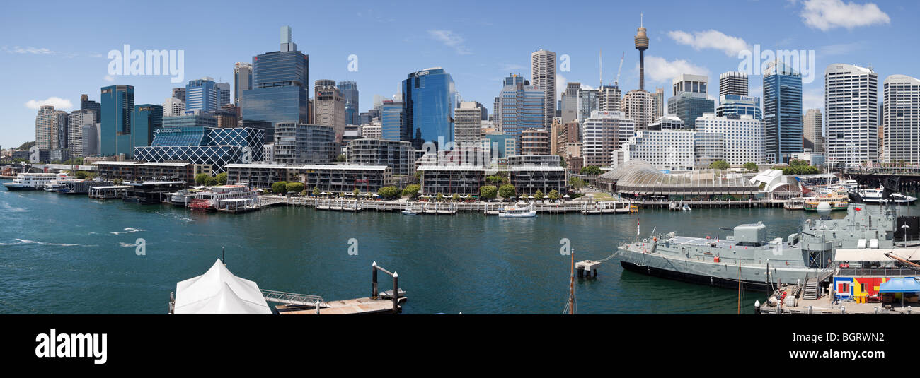 Panorama haute résolution de 83MP de Darling Harbour à Sydney Banque D'Images
