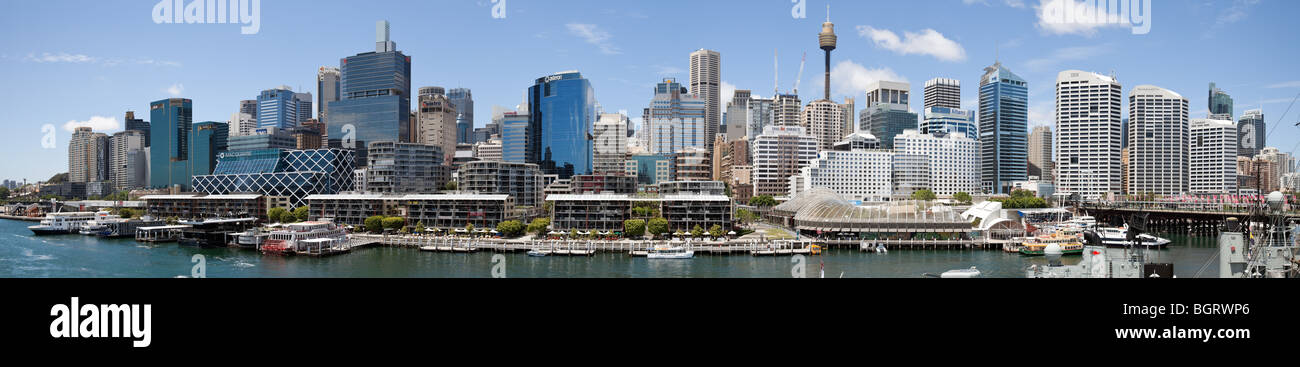 Vaste panorama haute résolution de Darling Harbour à Sydney. Banque D'Images