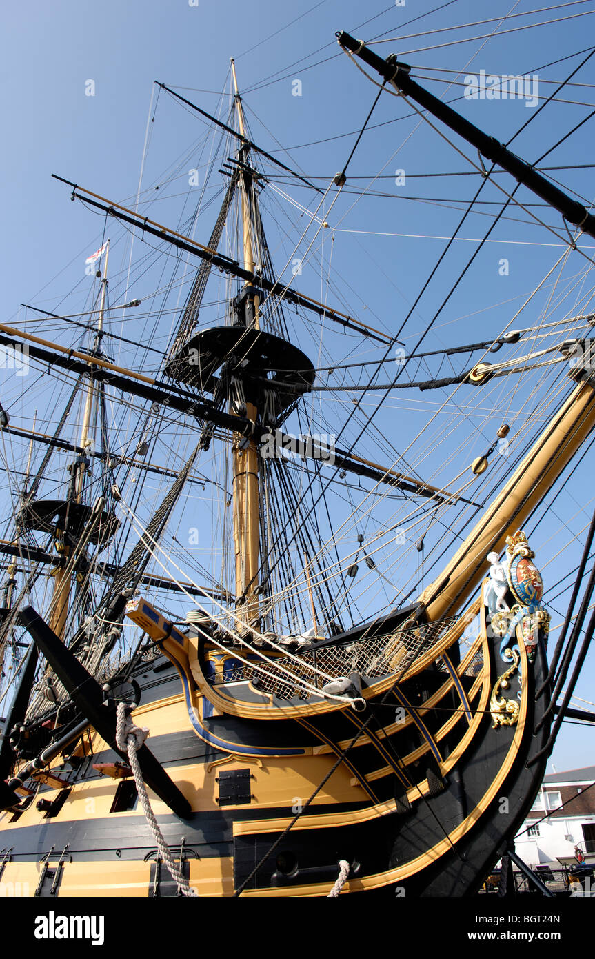 HMS Victory, Portsmouth Dockyard, Portsmouth, Hampshire, Angleterre, Royaume-Uni. Banque D'Images