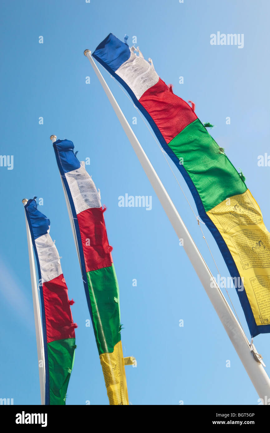 Les drapeaux de prières, Benalmadena, Costa del Sol, la province de Malaga, Espagne Banque D'Images