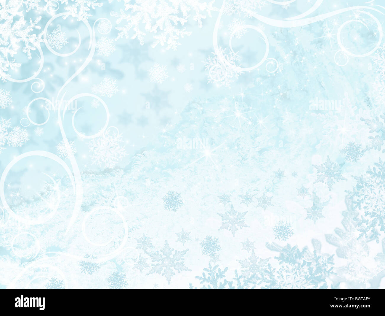 Fond bleu avec hiver flocon, étoile et de l'ornement Banque D'Images