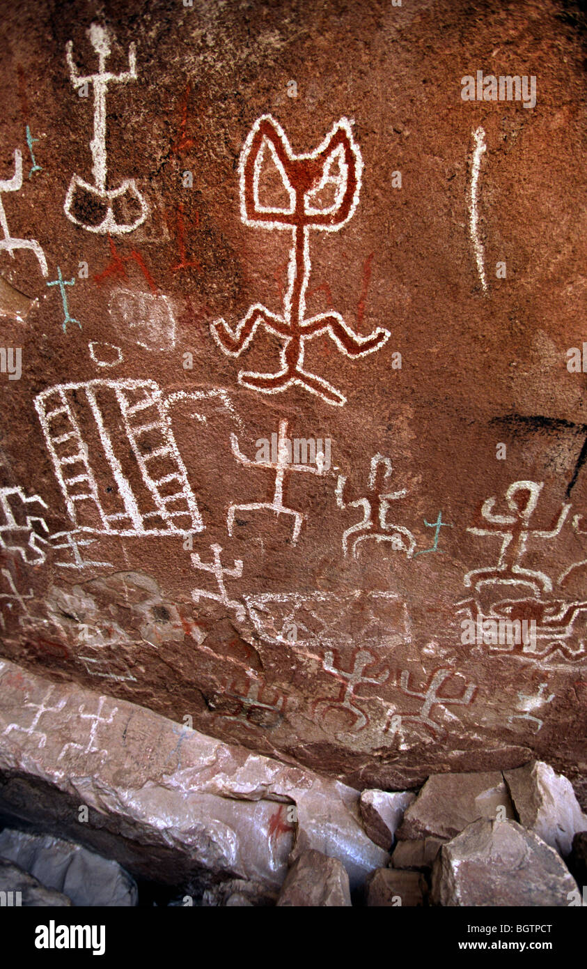 Peintures rupestres. Inca Machay, près de Sucre, Bolivie. Banque D'Images