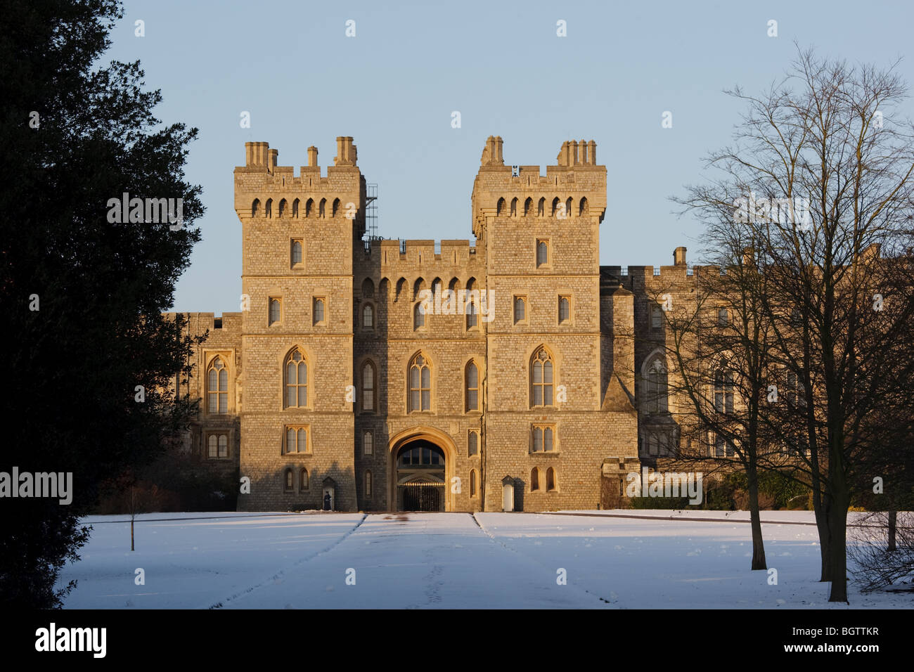 Le Château de Windsor dans la neige Banque D'Images