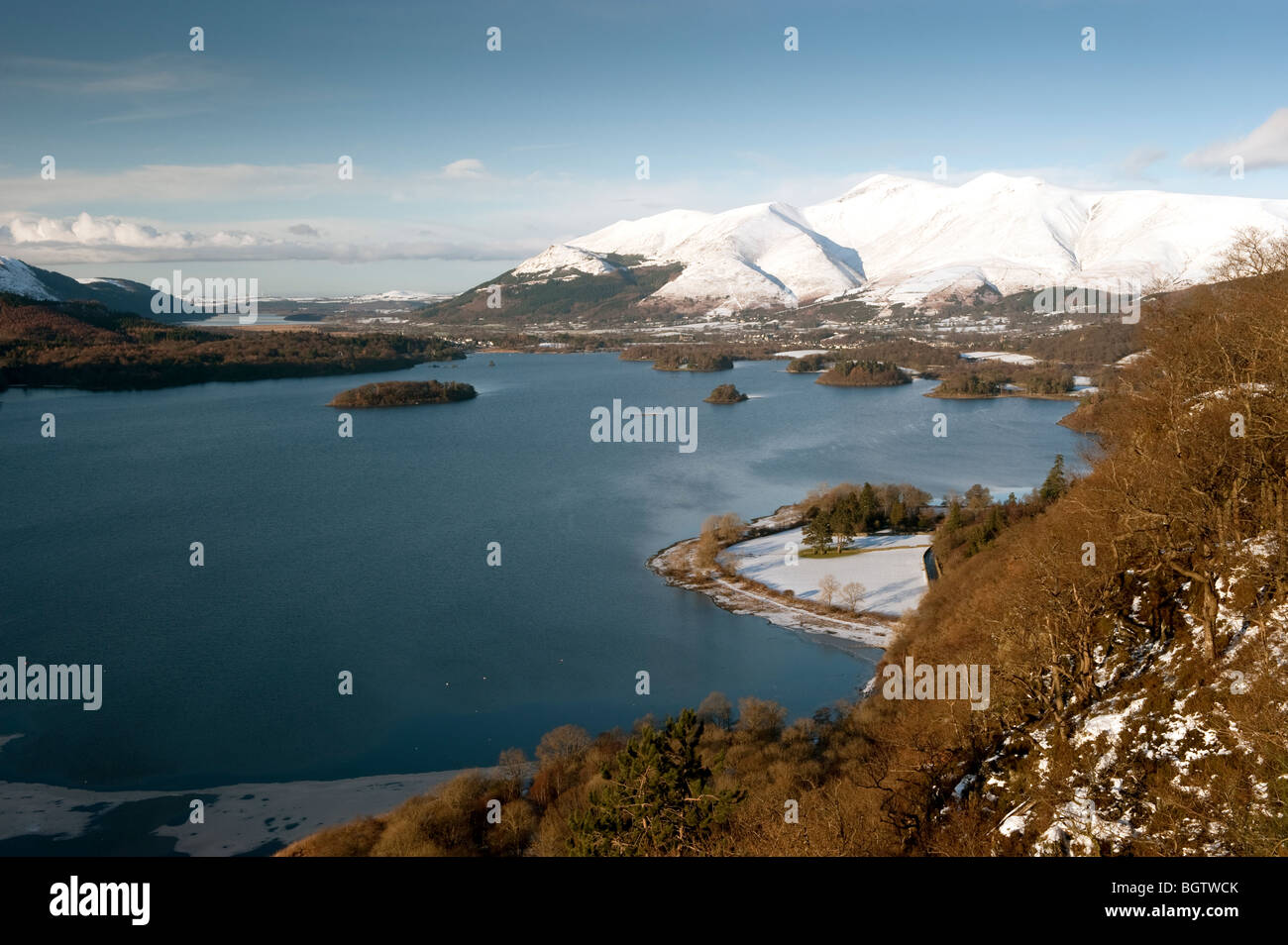 Vue sur l'eau de Derwent Vue surprise en hiver Banque D'Images