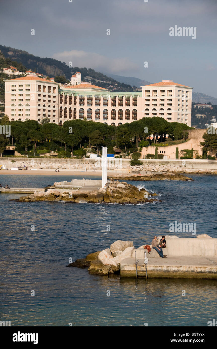 Monaco, Monte Carlo - vue extérieure de 'Hotel Monte Carlo Bay Resort', littoral méditerranéen, Bâtiment Banque D'Images