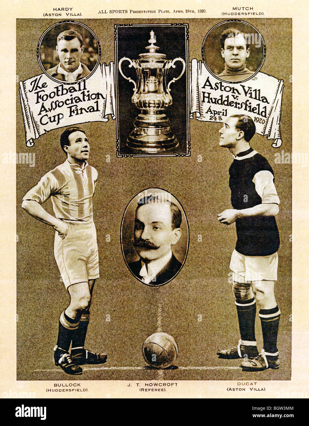 Finale de la FA Cup, 1920, présentation photo de l'équipe dans la première finale de l'après-Grande Guerre, Aston Villa a battu Huddersfield Town Banque D'Images