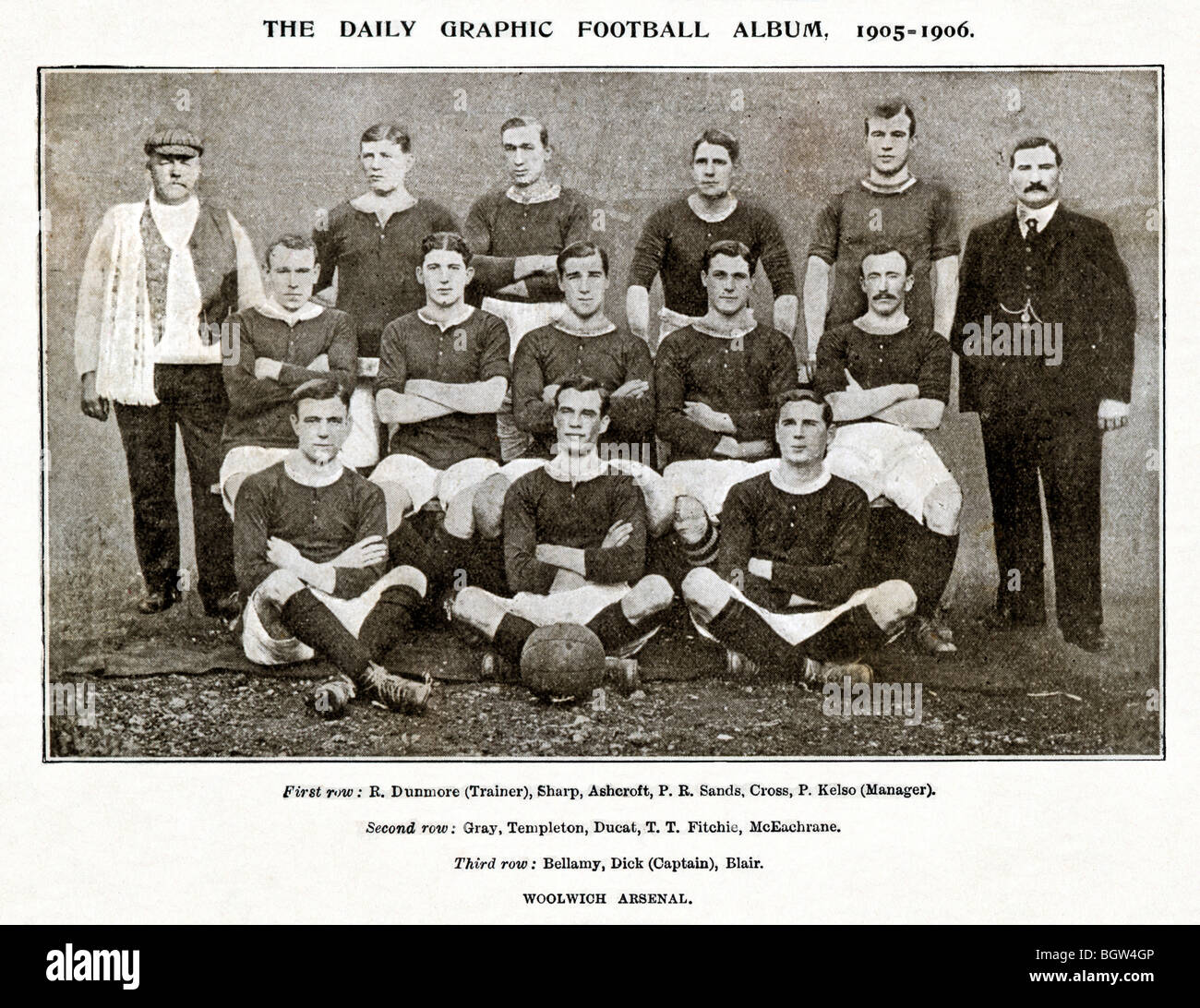 L'équipe de Arsenal 1905 photographie des artilleurs au début de la saison, toujours à Plumstead et appelé Woolwich Arsenal Banque D'Images