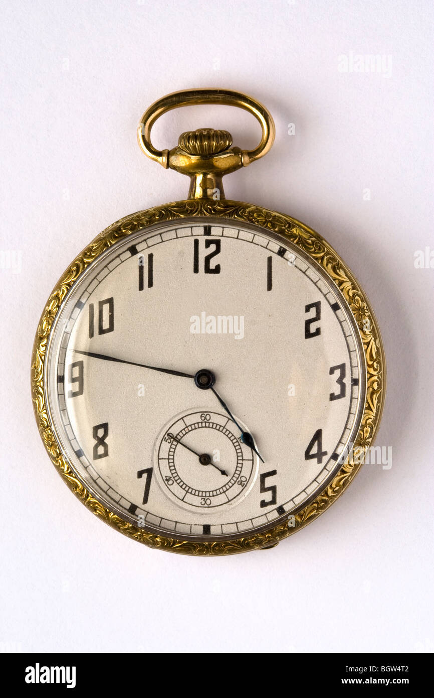 Montre de poche antique gold Banque D'Images