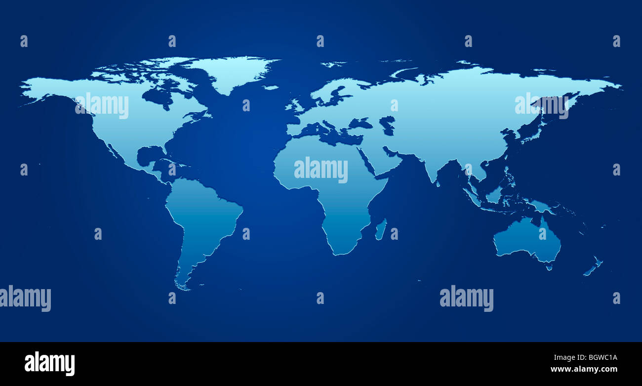 Carte du monde bleu. Banque D'Images