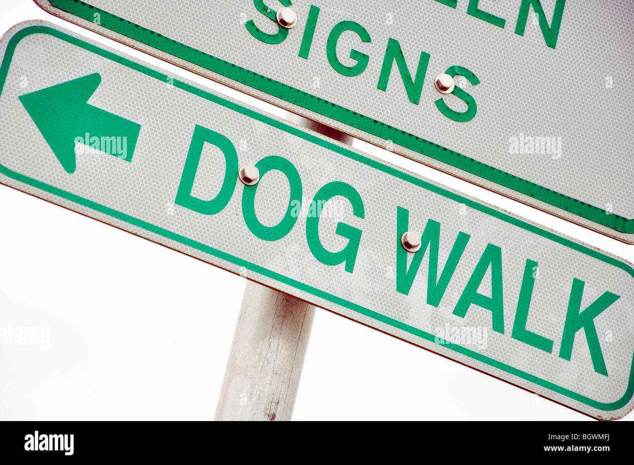 Signe de promenade de chien Banque D'Images