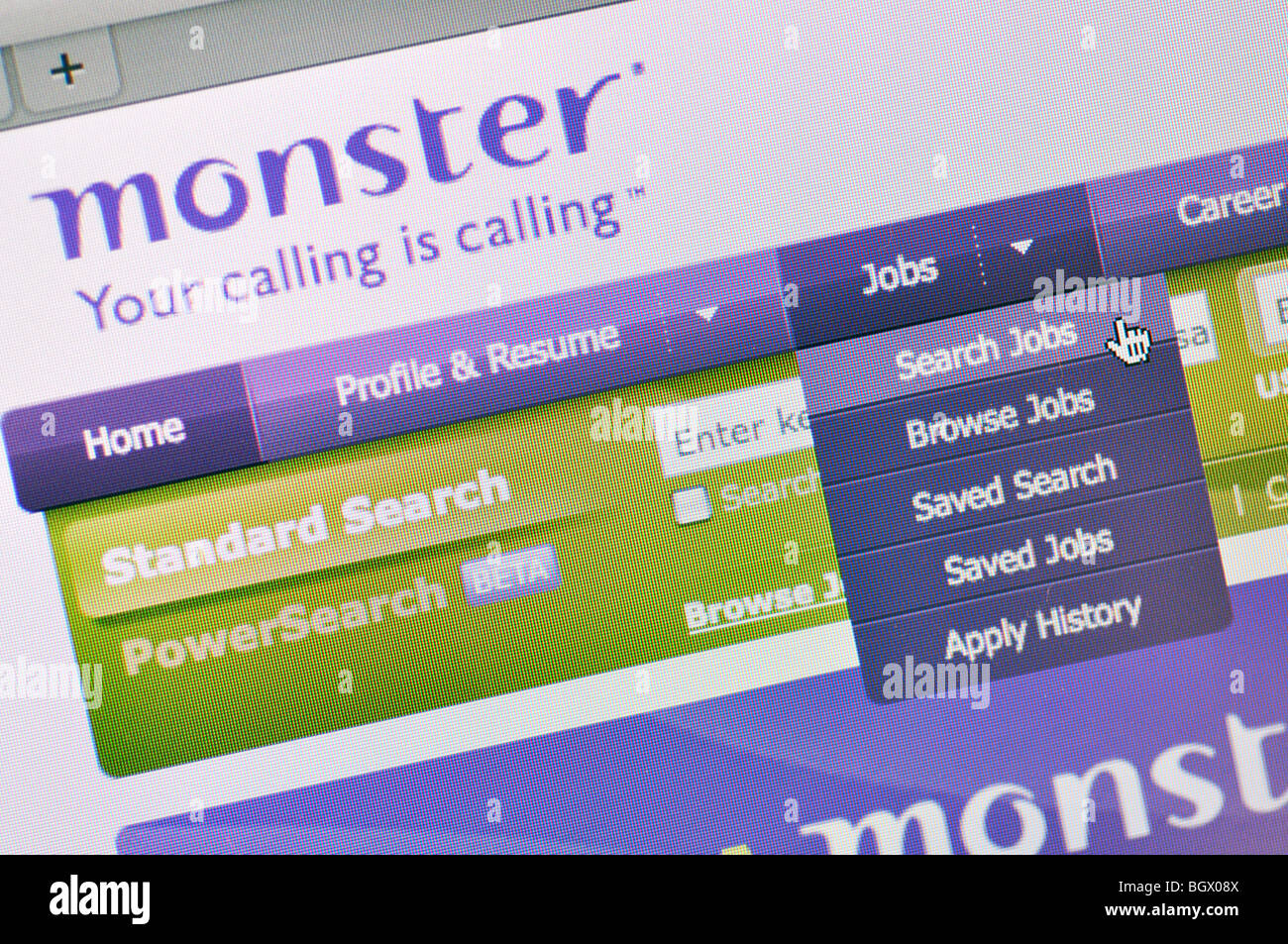 Site web de la liste d'offres d'emploi Monster Photo Stock - Alamy