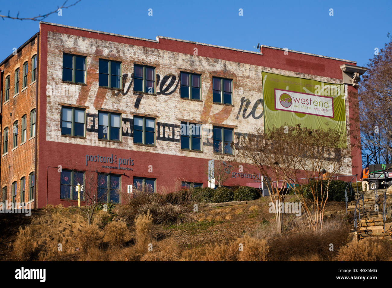 L'architecture du West End, Greenville, Caroline du Sud Banque D'Images