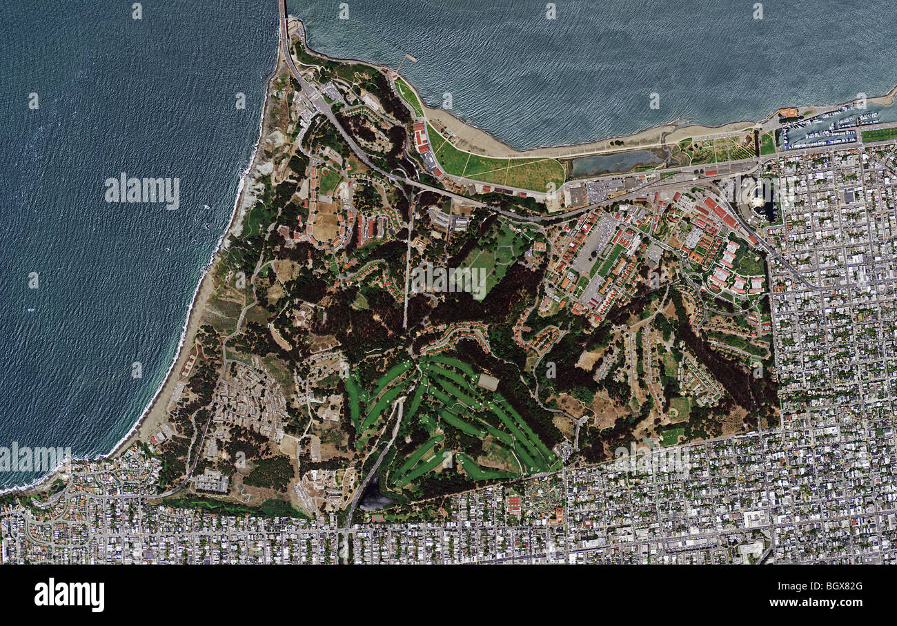 Carte aérienne vue au-dessus du parc national Presidio Doyle Drive Crissy Field San Francisco California Banque D'Images