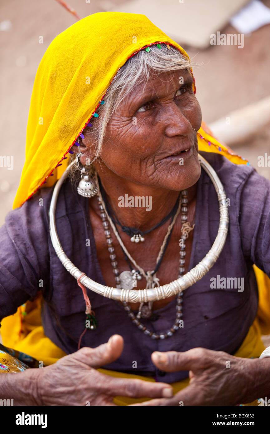 Personnes âgées femme Rajput à Pushkar Inde Banque D'Images