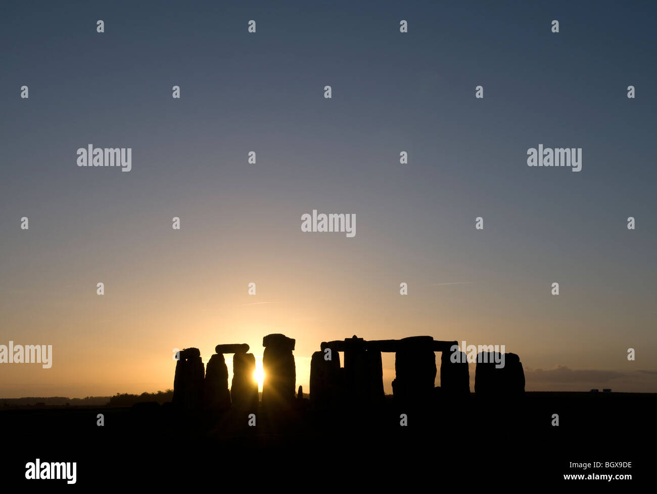 Monument de Stonehenge au coucher du soleil Banque D'Images